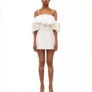 SIMKHAI Puff Detail Cotton Linen Mini Dress‎ 6